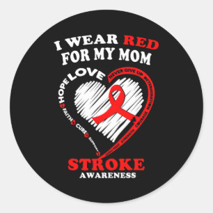 Schlaganfall-Bewusstsein - Ich trage Rot für meine Runder Aufkleber