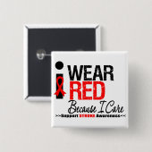 Schlaganfall Bewusstsein ich tragen Red Ribbon, we Button (Vorne & Hinten)