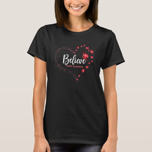 Schlaganfall-Bewusstsein Schmetterling Glauben T-Shirt (Vorderseite)