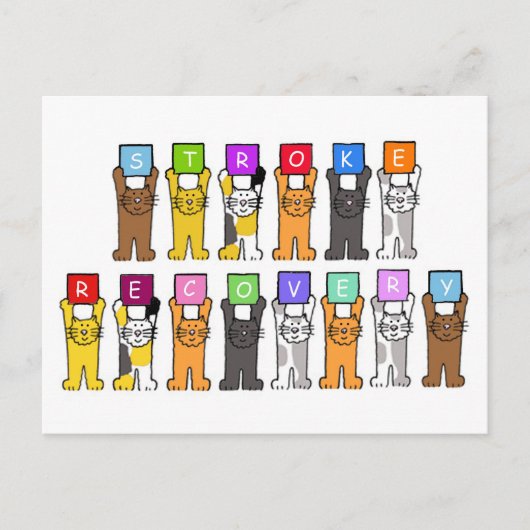 Schlaganfall Erholung bald gut Cartoon Katzen Postkarte (Vorderseite)