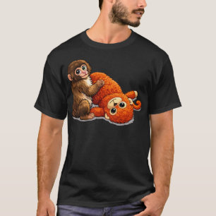 Schlage Affe mit gestopftem Freund T-Shirt