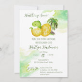 Schläge bald Aquarell grüner Baby Dinosaurier Einladung (Vorderseite)