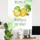 Schläge bald Aquarell grüner Baby Dinosaurier Poster (Heimbüro)