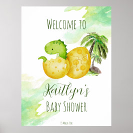 Schläge bald Aquarell grüner Baby Dinosaurier Poster