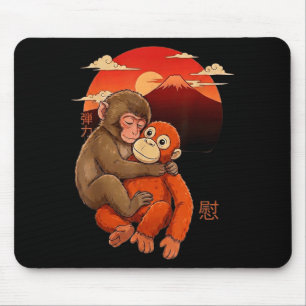 Schlage den Affen japanischer roter Sonnenuntergan Mousepad