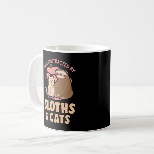 Schläge und Katzen Funny Lazy Animals Kaffeetasse (Vorderseite Links)