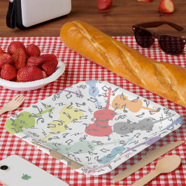 Schläge und Musikstiche Pappteller