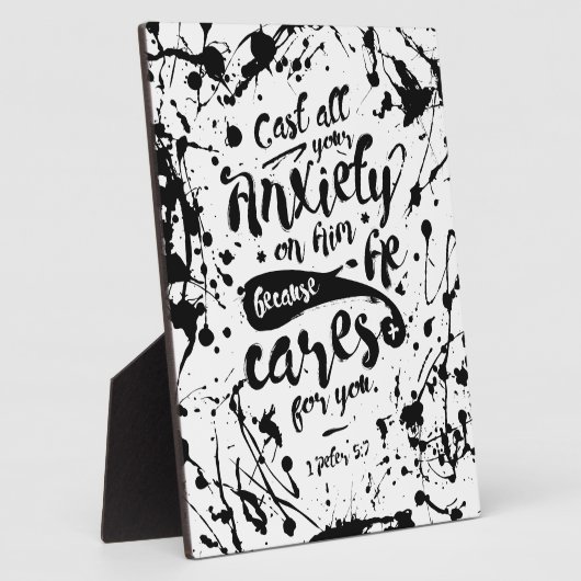 Schlagen Sie all Ihre Angst auf ihn - 1 Peter 5:7 Fotoplatte (Seite)