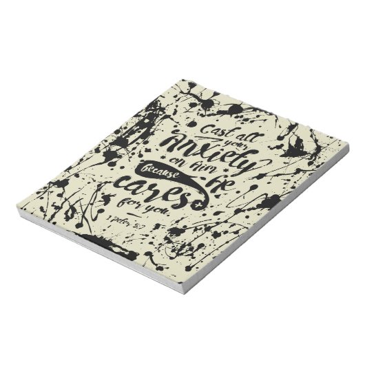 Schlagen Sie all Ihre Angst auf ihn - 1 Peter 5:7 Notizblock (Rotiert)