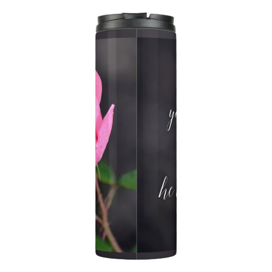 Schlagen Sie all Ihre Angst Christliche Bibel Vers Thermosbecher (Rückseite)