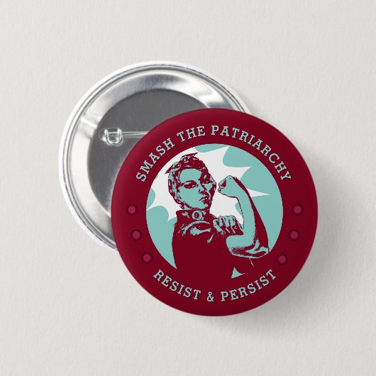 Schlagen Sie die Patriarchie Rosie, den Riveter Button (Vorne & Hinten)