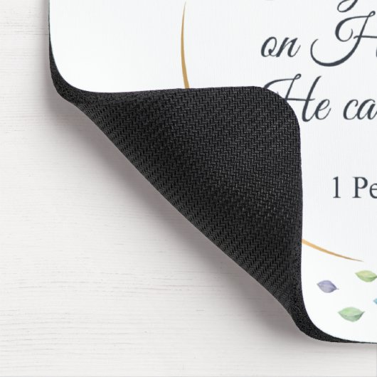 Schlagen Sie Ihre Ängste auf Ihm 1 Peter 5:7 Mousepad (Ecke)