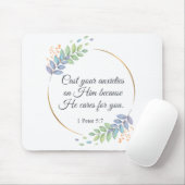 Schlagen Sie Ihre Ängste auf Ihm 1 Peter 5:7 Mousepad (Mit Mouse)