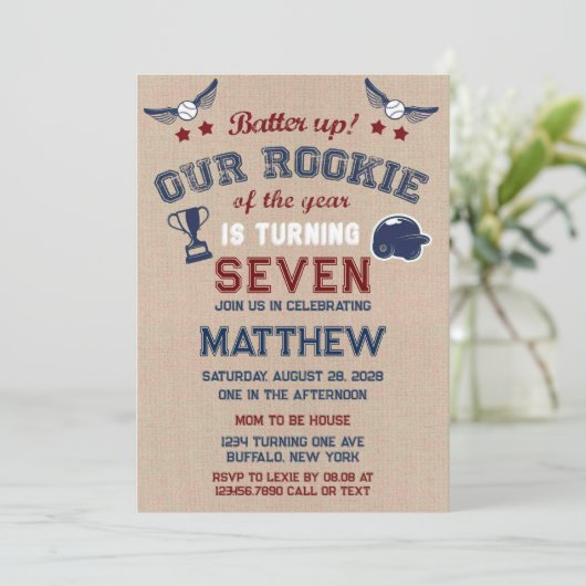 Schlagen Sie sich unseren kleinen Rookie an und dr Einladung (Stehend Vorderseite)