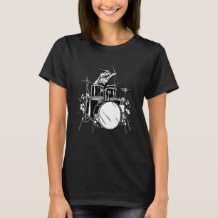 schlagende Katze spielt Schlagzeug Drum Set Drums  T-Shirt