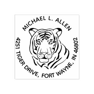 Schlagende Tiger-Rücksendeadresse Gummistempel