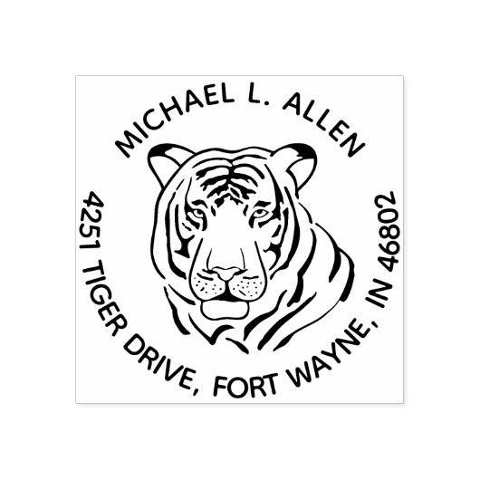 Schlagende Tiger-Rücksendeadresse Gummistempel (Prägung)