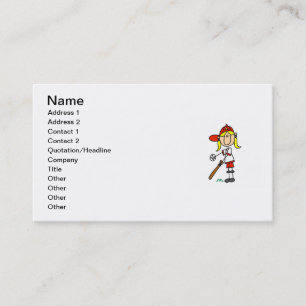 Schlagendes Mädchen Stick Figure Baseball-Geschenk Visitenkarte