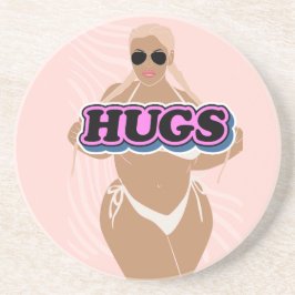 Schläger, Cartoon schön und Dame in Bikinie Getränkeuntersetzer