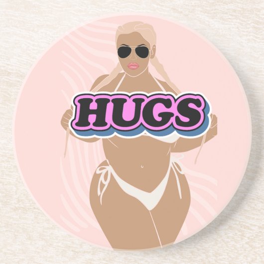 Schläger, Cartoon schön und Dame in Bikinie Getränkeuntersetzer (Vorne)