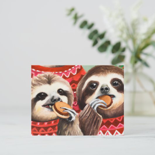 Schläger, die Kekse essen und Pullover tragen Postkarte (Stehend Vorderseite)