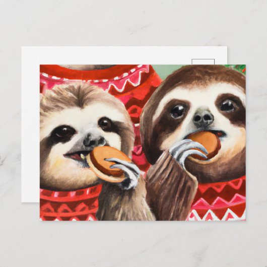 Schläger, die Kekse essen und Pullover tragen Postkarte (Vorne/Hinten)