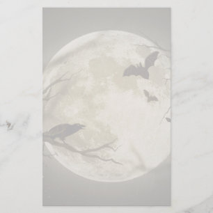 Schläger fliegen Krähe sitzt vor Vollmond Briefpapier