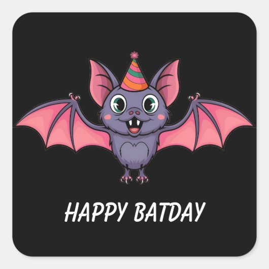 Schläger mit Geburtshaut Quadratischer Aufkleber (Vorderseite)