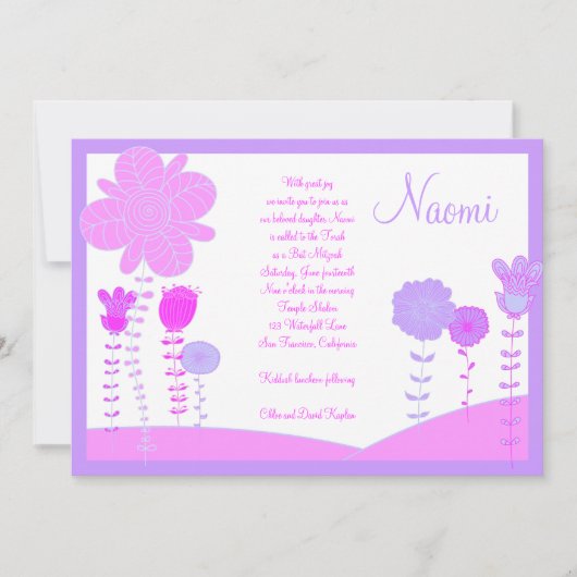 Schläger Mitzvah Einladung Naomi (Vorderseite)
