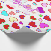 Schläger Mitzvah rosa multi Herz-Packpapier Geschenkpapier (Ecke)