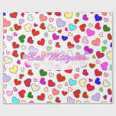 Schläger Mitzvah rosa multi Herz-Packpapier Geschenkpapier (Flach)