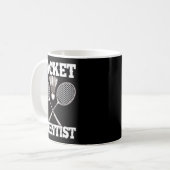 Schläger-Wissenschaftler Lustiger Badminton Kaffeetasse (Vorderseite Links)