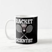 Schläger-Wissenschaftler Lustiger Badminton Kaffeetasse (Links)
