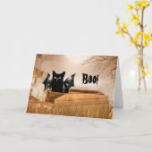 Schlägerkatze Halloweenboo Karte (Gelbe Blume)