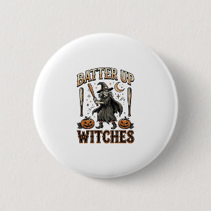 Schlagfertige Hexen Vintage-Halloween-Baseball-Des Button