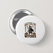 Schlagfertige Hexen Vintage-Halloween-Baseball-Des Button (Vorne & Hinten)