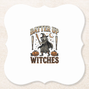 Schlagfertige Hexen Vintage-Halloween-Baseball-Des Untersetzer