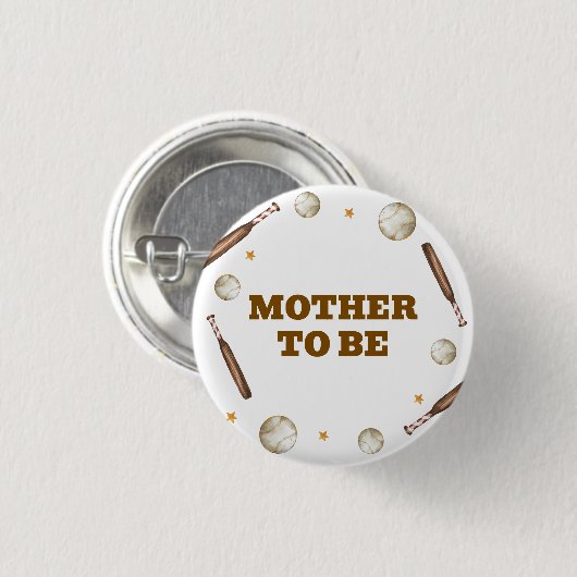 Schlagmann Baseball Mutter Wird Baby Shower  Button (Vorne & Hinten)