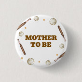 Schlagmann Baseball Mutter Wird Baby Shower Button (Vorderseite)