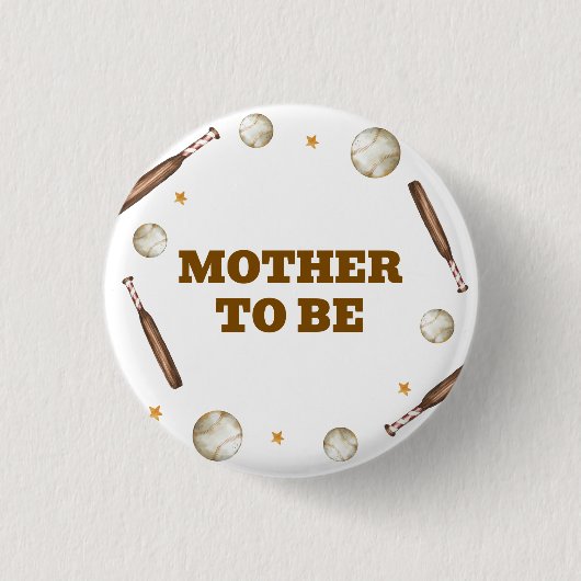 Schlagmann Baseball Mutter Wird Baby Shower Button (Vorderseite)