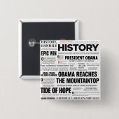 Schlagzeilen-Collagen-Knopf Obama historischer Button (Vorne & Hinten)