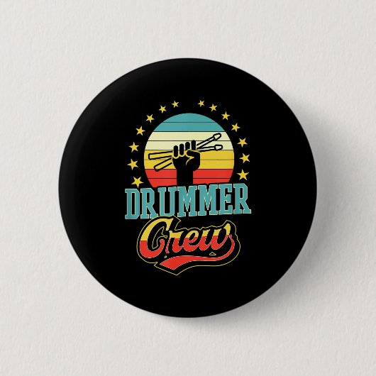 Schlagzeug-Crew Lustiger Trendiger Retro-Vintage-S Button (Vorderseite)