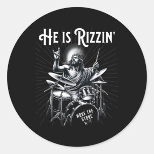 Schlagzeug Drum Funny Rizz Er Rizzin Jesus Drum Runder Aufkleber