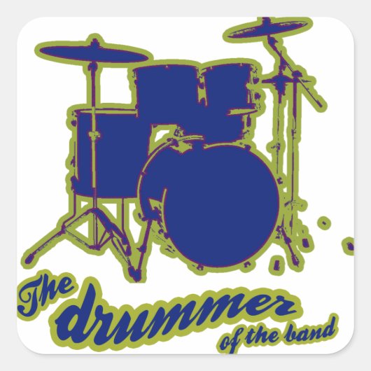 Schlagzeug Drums ~ Drummer Quadratischer Aufkleber (Vorderseite)