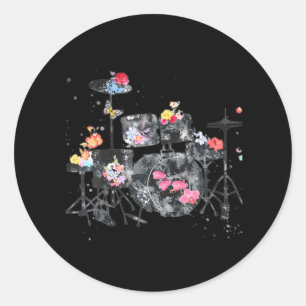 Schlagzeug für Drummermädchen Runder Aufkleber