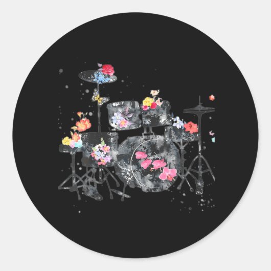 Schlagzeug für Drummermädchen Runder Aufkleber (Vorderseite)