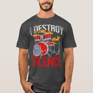Schlagzeug I zerstört Stille Retro Trommeln T-Shirt
