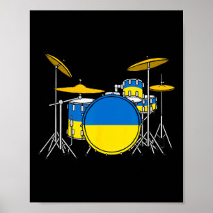Schlagzeug Ukrainische Flagge Ukraine Schlagzeuger Poster