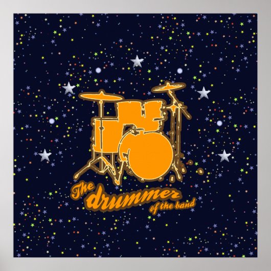 Schlagzeug und Sternenhimmel Poster (Vorne)
