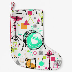 Schlagzeug: Watercolor Memphis Retro. Kleiner Weihnachtsstrumpf